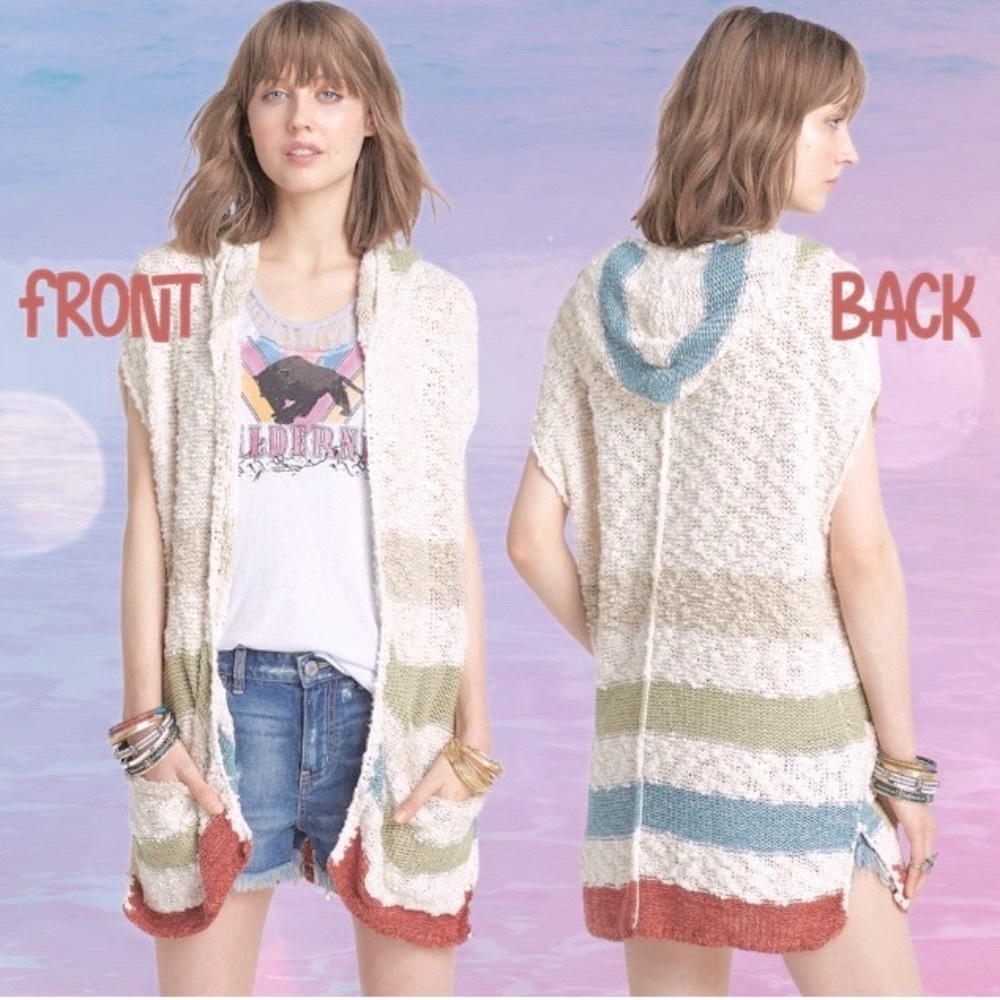 Free People Seaside Strip Boucle’ Cardigan Sweater